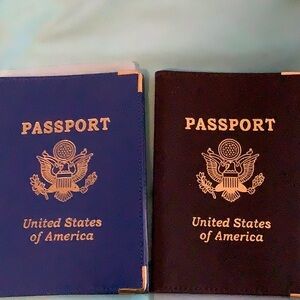 2 New Leather Passport Covers Gold Embossed United States of   America